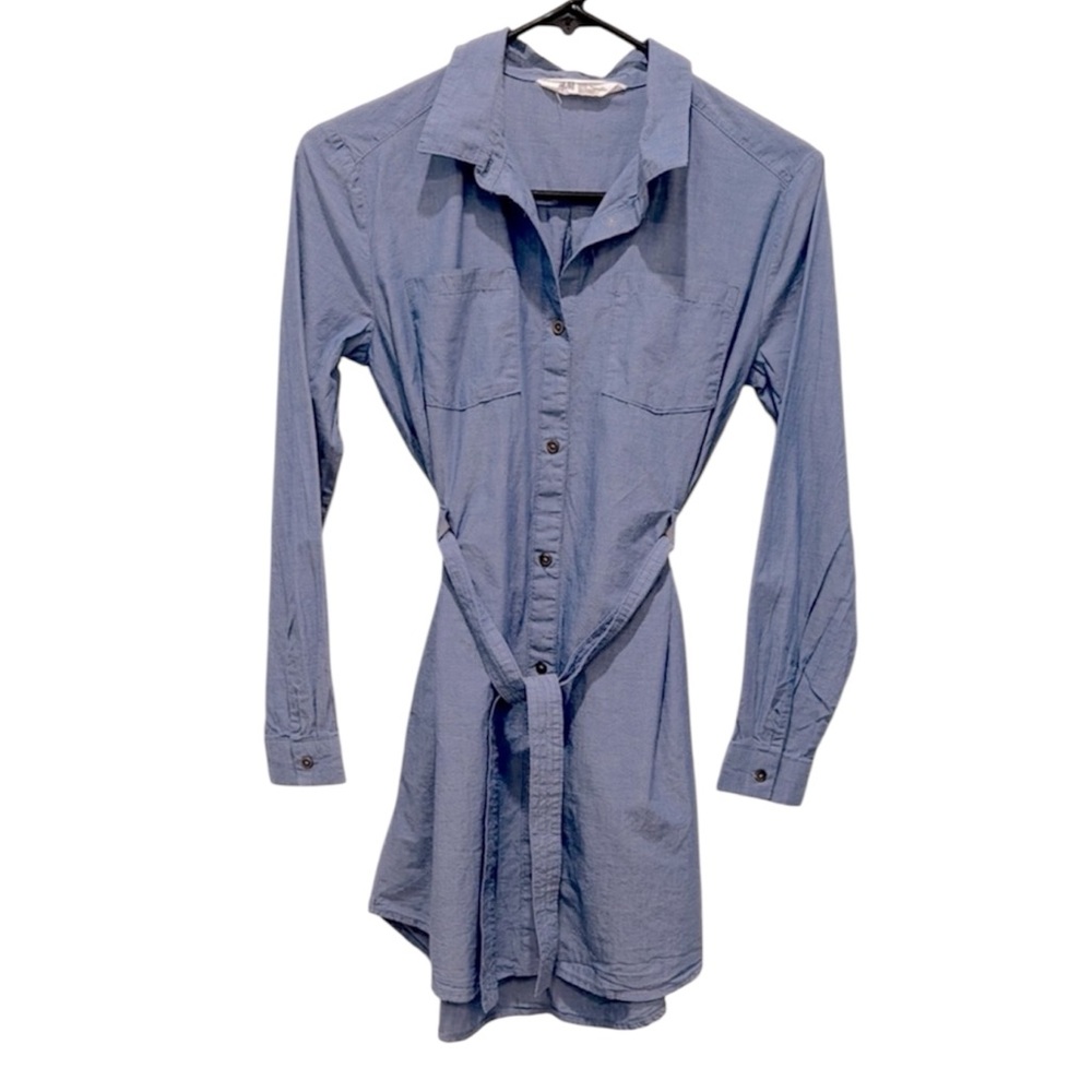 H&M Blue Long Sleeve Shirt Dress Girls Size 14